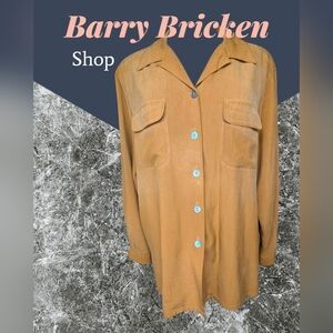 Sport Barry Bricken Women's Size Large 100% Silk Button-Down Blouse Side Slits